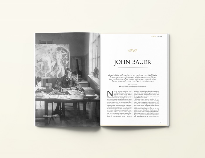 Bild på ett magasinuppslag med bild av John Bauer i sin ateljé på Björkudden i Gränna